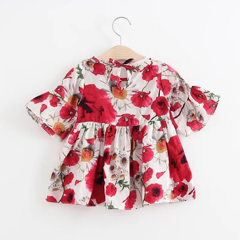 Летняя блузка для маленьких девочек дышащая рубашка для девочек; детская блузка; топы для малышей; блузка для младенцев с цветочным принтом