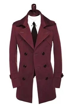 Черный мужской Тренч s, приталенный бренд casaco masculino, мужской Тренч, Мужское пальто, jaqueta masculina manteau homme размера плюс 9XL - Цвет: Красный