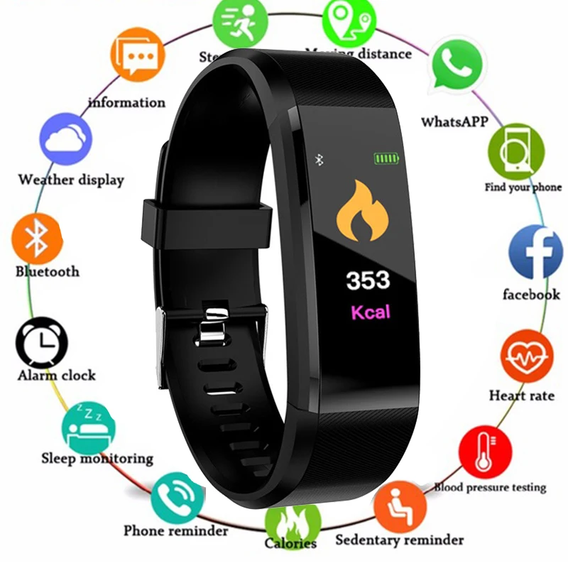 

Color Screen Smart Bracelet Sports Pedometer Watch Fitness Running Walking Tracker Heart Rate Pedometer Smart Band Inteligente