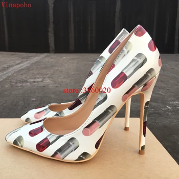 

Vinapobo Sexy Women Pumps High Heels Lady Floral Printing Shallow Slip On Pointed Toe party Shoes Female footwear stilettos heel