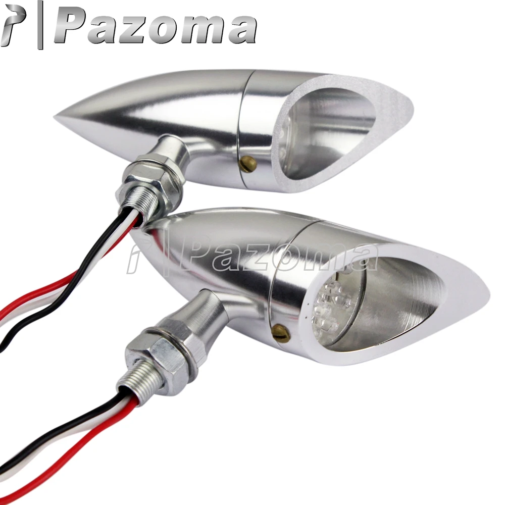 

Motorcycle Silver Aluminum Amber LED Turn Signal Light Flashers Motor Indicators Blinker Lamp for Harley Chopper Cafe Racer