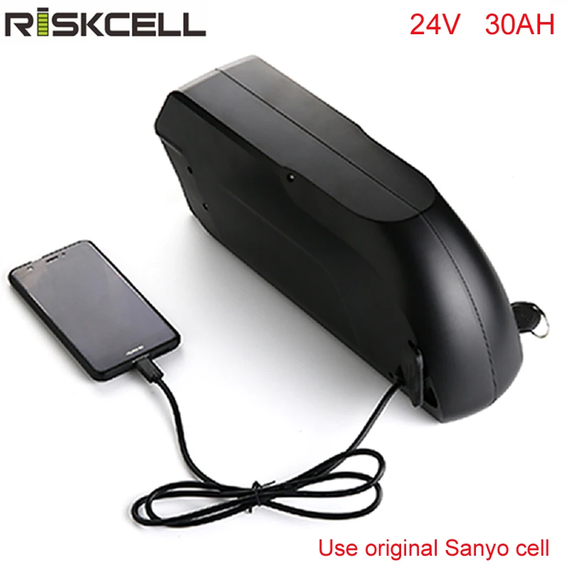 

Li-ion Ebike Battery Pack Tigershark 24V 30Ah 700W Electric Bike battery for e-bike with 5V USB Use Sanyo 18650 cell
