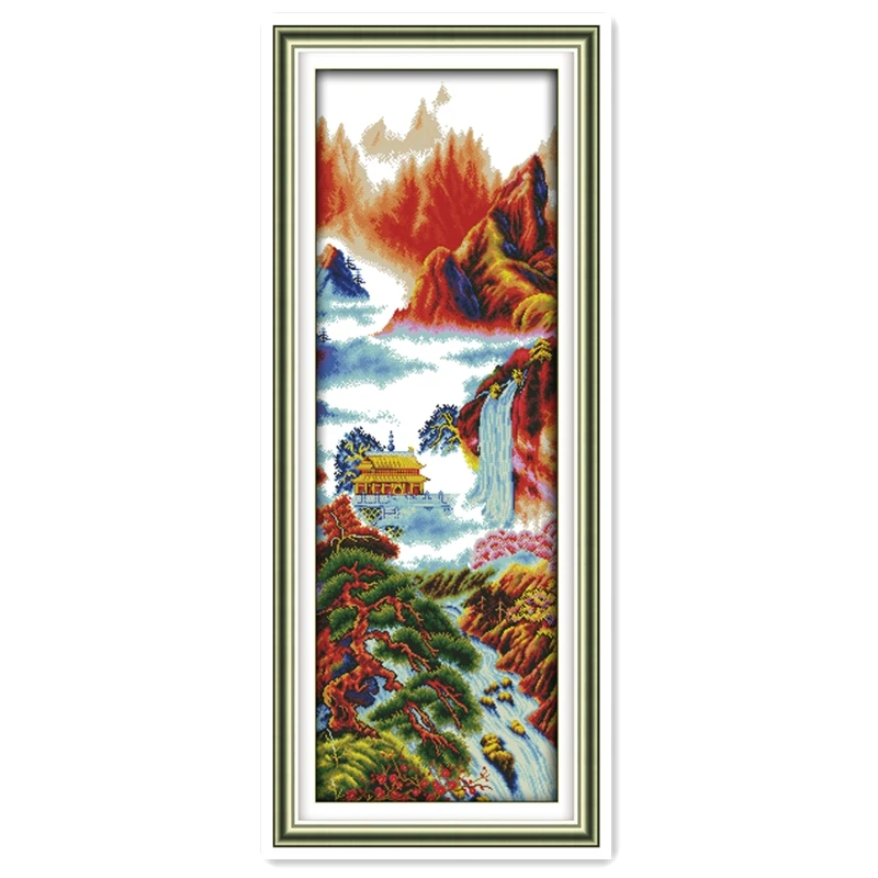 

Autumn Mountain kits-for-embroidery 11CT Printed On Canvas Home Decor Chinese Counted Cross Stitch Patterns Kit Needlework