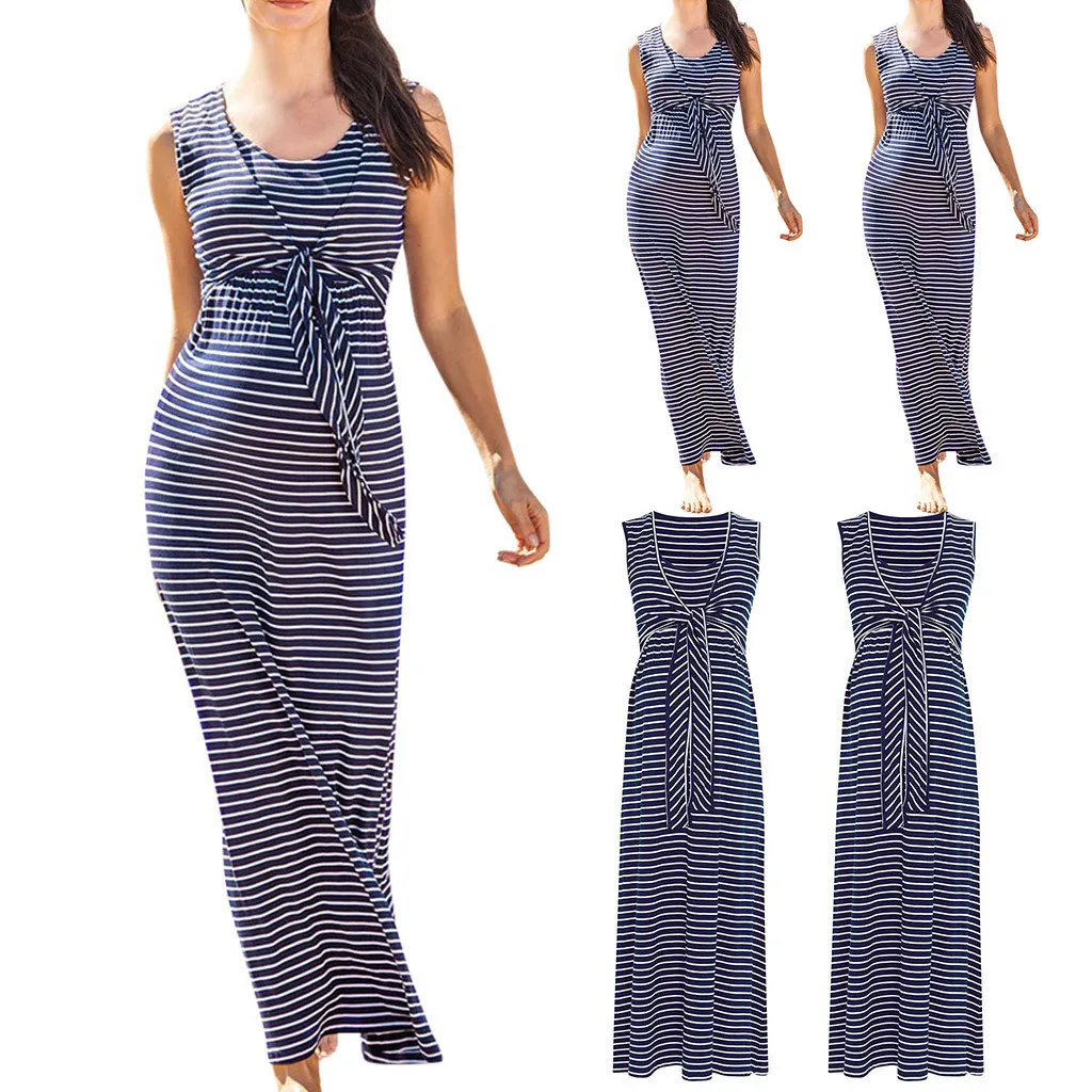 

Pregnancy Cotton Dress Women Sleeveless Striped Summer Patchwork Dresses Maternity Dress Photography Premama Plus Size S-2XL