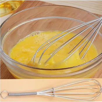 

18cm Stainless Steel Egg Beater Spring Handle Egg Beaters Milk Cream Butter Whisk Mixer Kitchen egg Tool