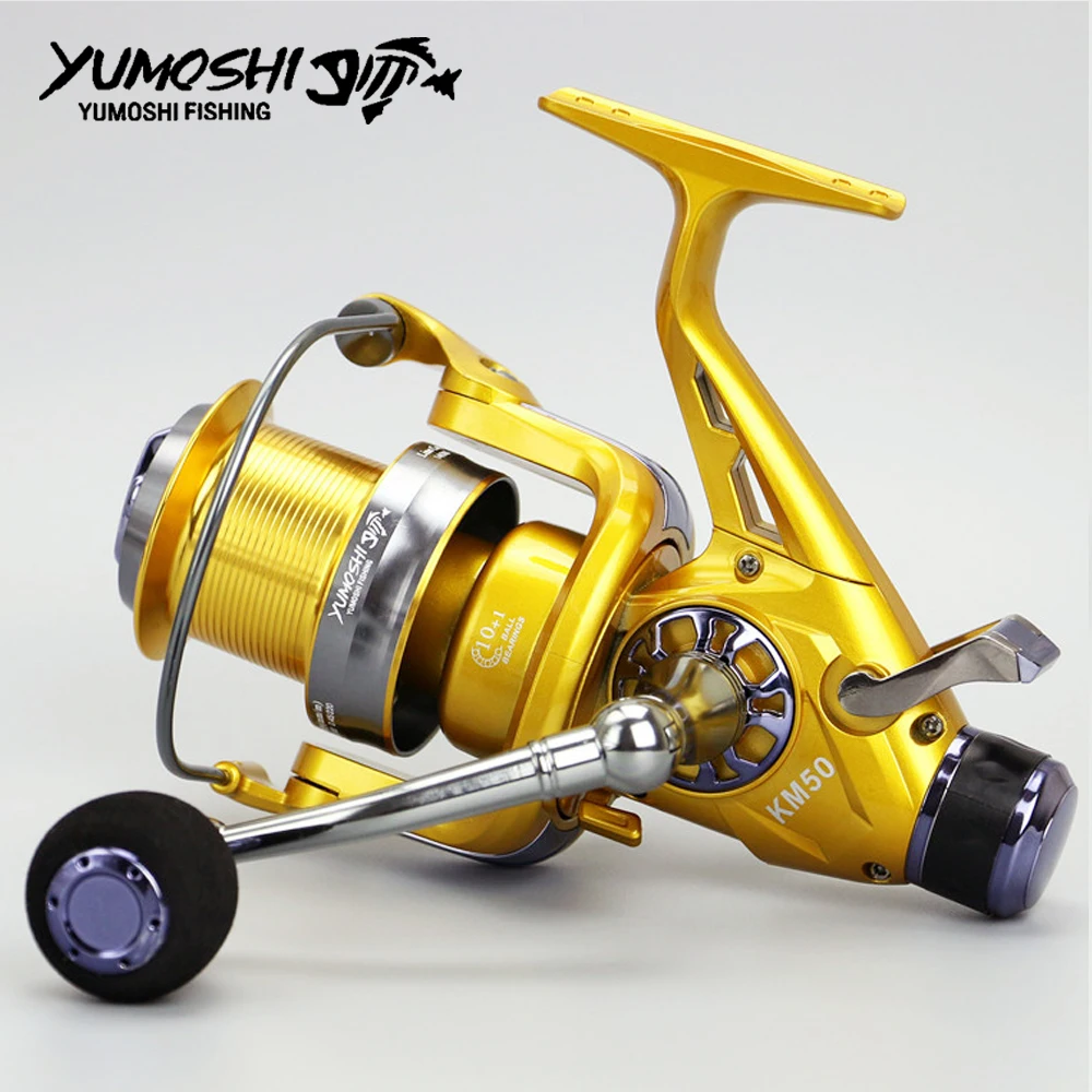 

Stainless Steel Spinning Reel 50 60 Series Fishing Reels carp Fishing Wheel Pesca molinete baitcasting Front and rear brak KM