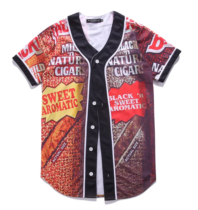 Color Mens 3D Printed Baseball T-Shirts Buttons Up Short Sleeves Hip Hop Jersey Tops | Спорт и развлечения