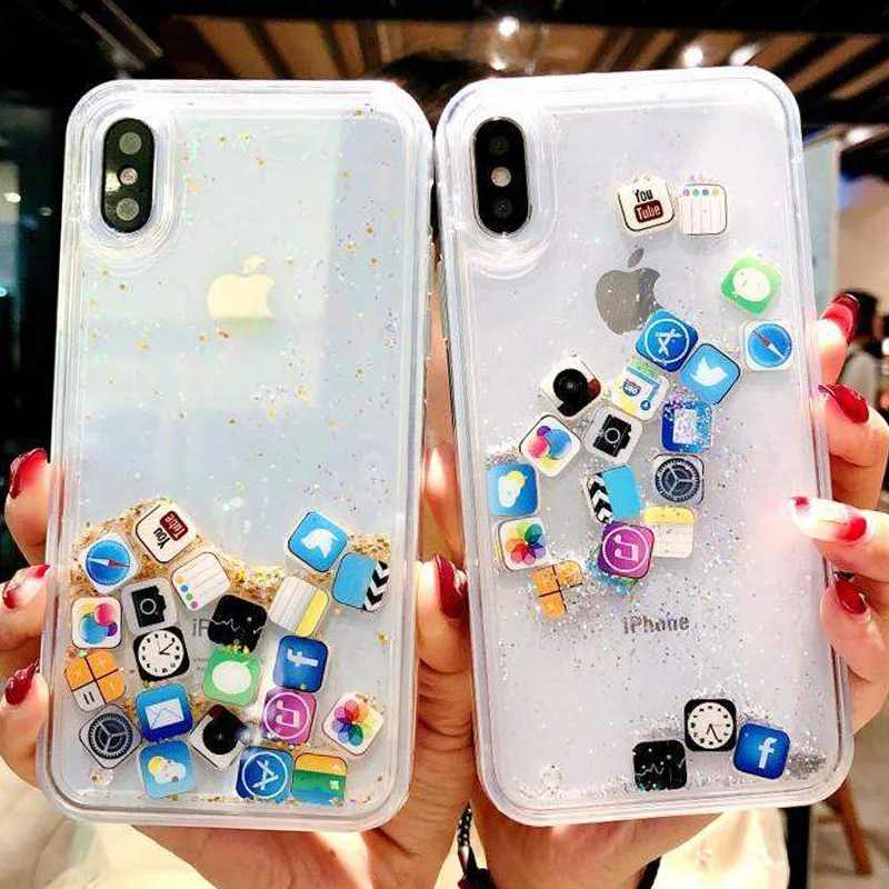 

Quicksand Capinha For iPhone 8 8Plus 7 Plus 6 S 6Plus Case Dynamic Liquid Hard PC Cover For iPhone 8 Plus X XR XS MAX Clear Capa
