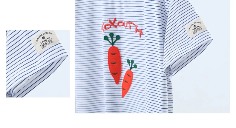 Toyouth Футболка с принтом короткий рукав с круглым вырезом хлопковые футболки женские футболки летняя футболка в полоску с рисунком, футболка, топы