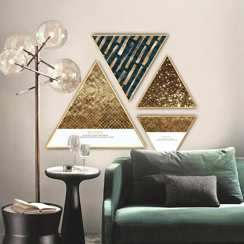 Us 29 6 26 Off Nordic Ins Style Shaped Decorative Painting Mural Living Room Restaurant Hotel Background Wall Painting Golden Glitter In Painting
