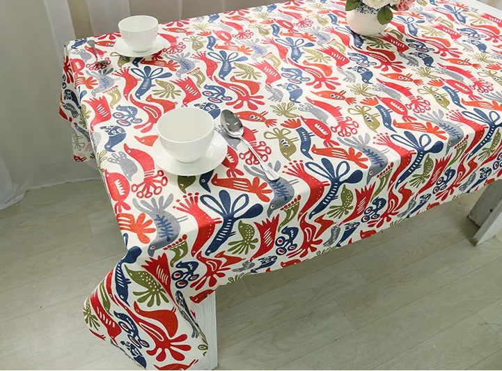 

2016 New red blue colorful Table Cloth Bohemian fish world High Quality Lace Tablecloth Decor Table Cloth Linen Table Cover B141