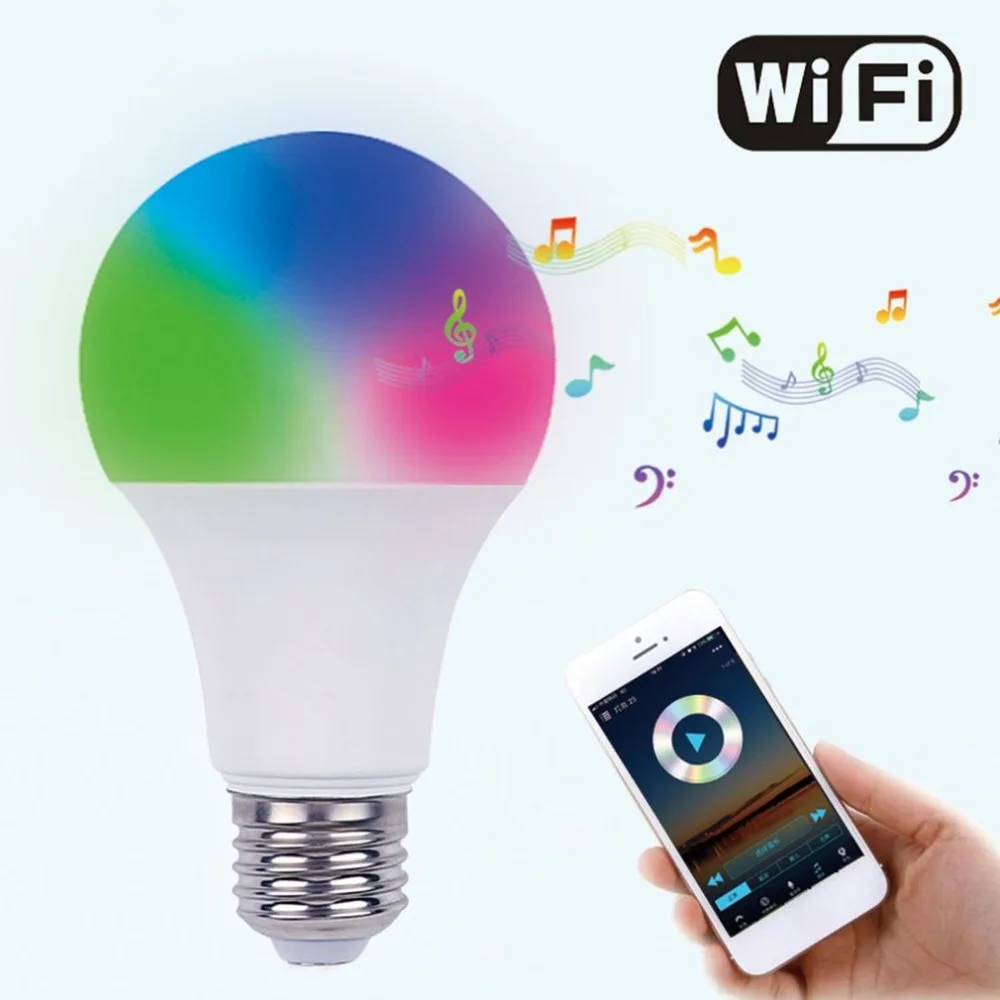 4,5 Вт E27 умный WiFi светодиодный светильник MusicWifi Голосовое управление RGBW лампа синхронизации для Android 4,0/IOS9.0