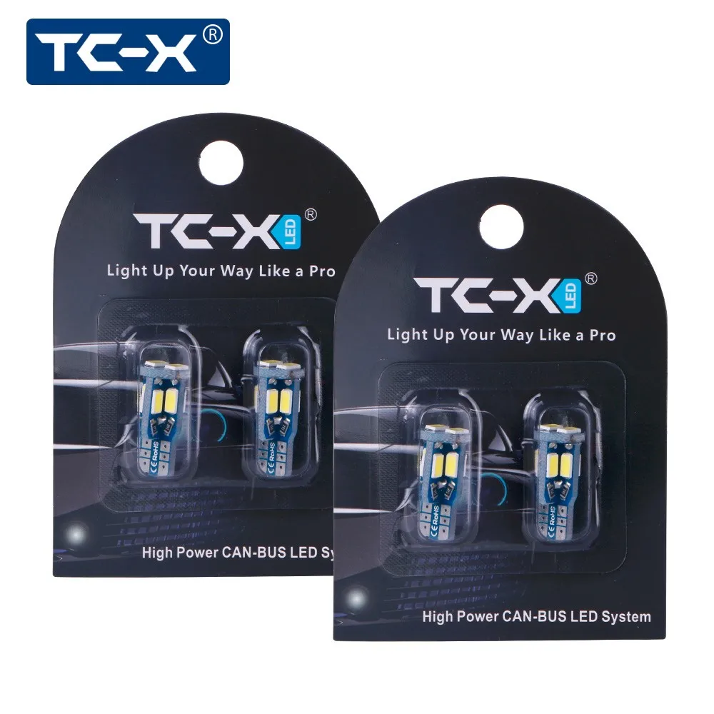 TC-X 2 Pairs Car-styling T10 W5W 0.2A12V 6000K Pure White Mirror Lights DoorLuggage Light Car Signal Interior Lamp Replacement