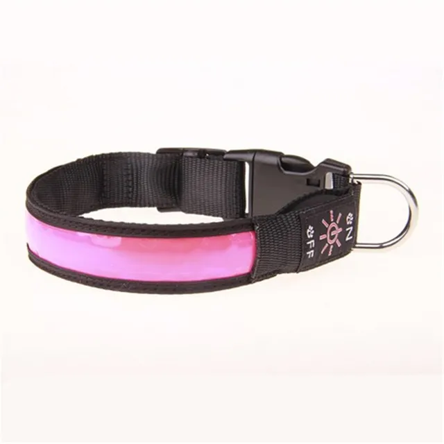 New LED Luminous Dog Collar Nylon Materials Rechargeable Pet Collar Various Colors Pet Product with USB Peach Shaped Charge