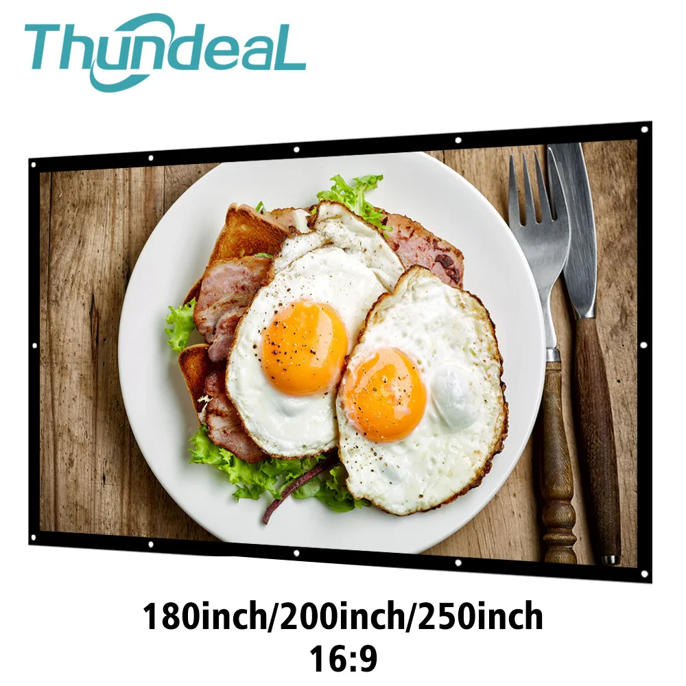 ThundeaL 180 200 250 дюймов проекционный проектор экран холст матовый белый 3D HD Домашний