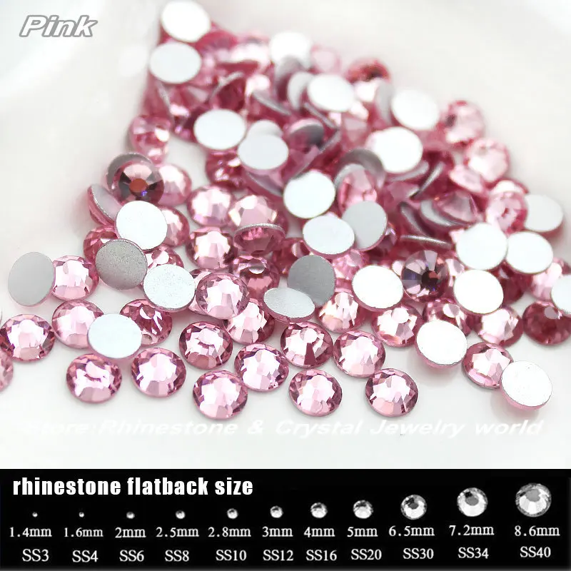 

SS3-SS34 Pink Color rhinestone for Nail Art,(288-1440pcs)/pack Flat back Non Hotfix Glue on Nail Art Rhinestones,Boutique