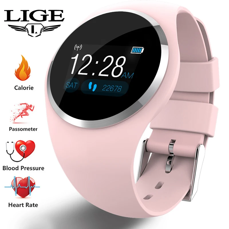 LIGE Новый смарт браслет модные часы Smart Watch HR кровяное Давление монитор Для женщин