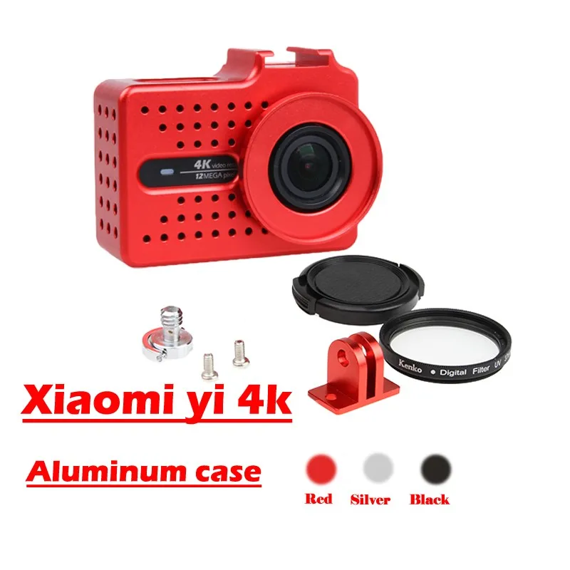 For xiaomi yi 4K camera accessories Aluminium Alloy Metal Housing Frame Protective Case UV filter for