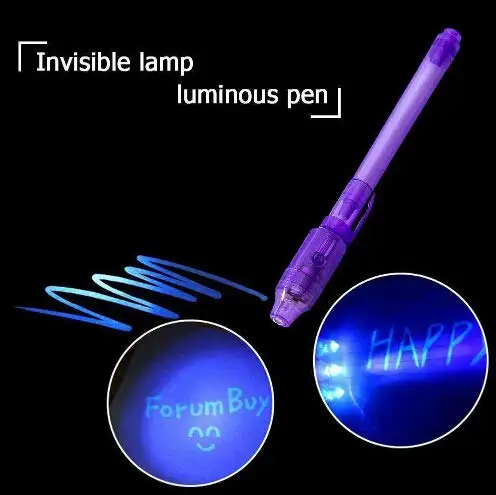 UV Light Pen Invisible Ink Secret Marker Pen Ultra Violet LED Black Light Gift