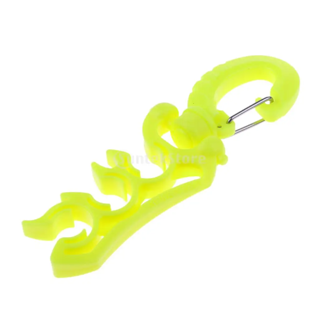 Scuba Diving Dive Divers Triple 3 BCD Hose/Regulator/Gauge Holder Retainer with Folding Rotates Snap Clip Black/Yellow/Blue