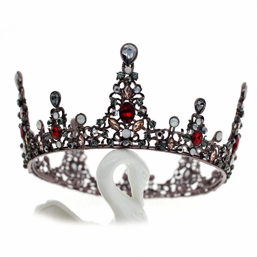 

Punk Vintage Baroque Luxury Wedding Bridal Crystal Alloy Crown Women Bride Hair Accessories Banquet Hairband Tiaras and Crowns