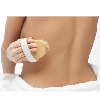 

Natural Wooden Shower Body Brush With Detachable Hand Grip Handle For Dry Skin Brushing, Showe And Bath
