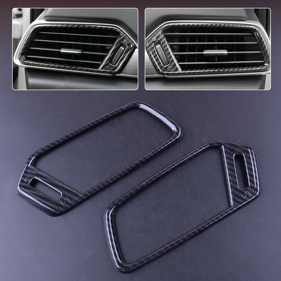 

2Pcs Carbon Fiber Style Plastic Auto Car Air Vent Outlet Frame Cover Trim Sticker Accessory Fit For Honda Accord 2018 2019