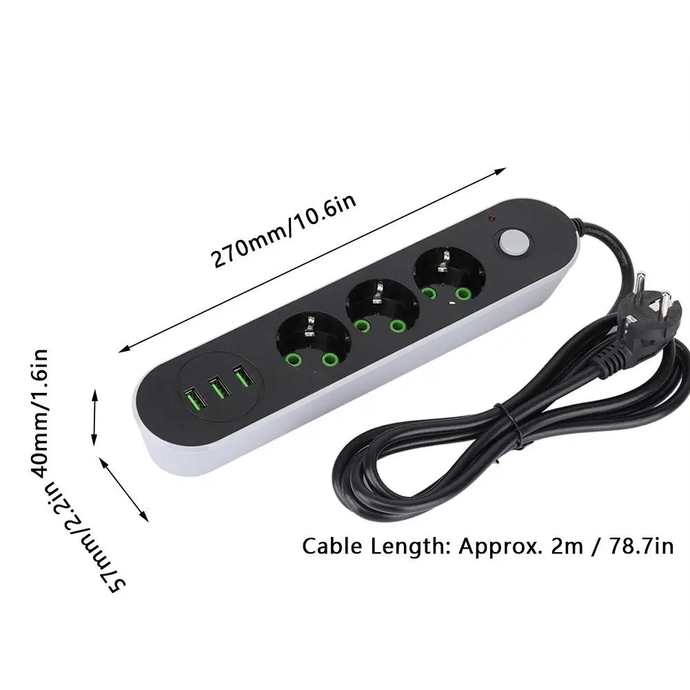 Многофункциональная розетка умная розетка ЕС вилка 3 розетки 3 порта USB зарядное устройство 220 В