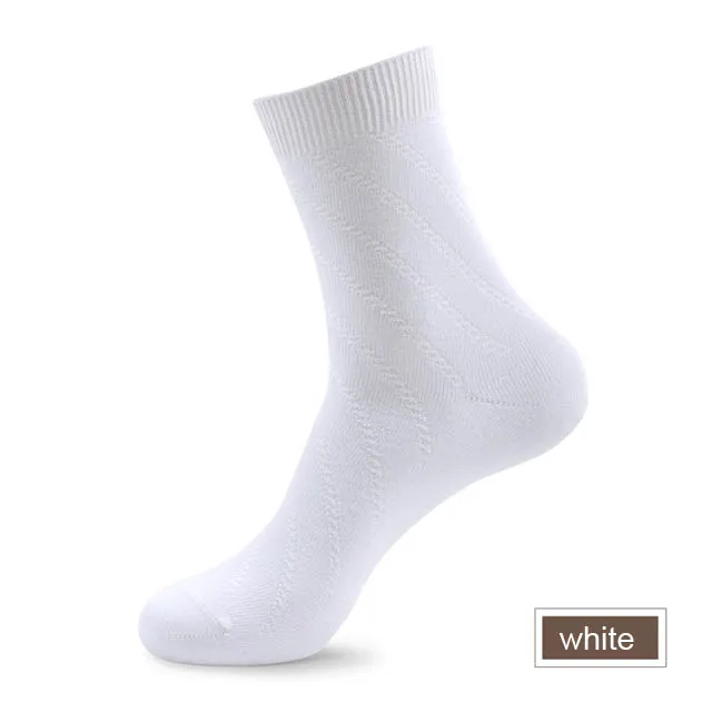 Повседневные мужские деловые носки для мужчин, хлопковые брендовые черные, белые длинные мужские носки, теплые, Осень-зима, Meias, подарок, 5 пар/лот, новинка - Цвет: 5 pairs of white
