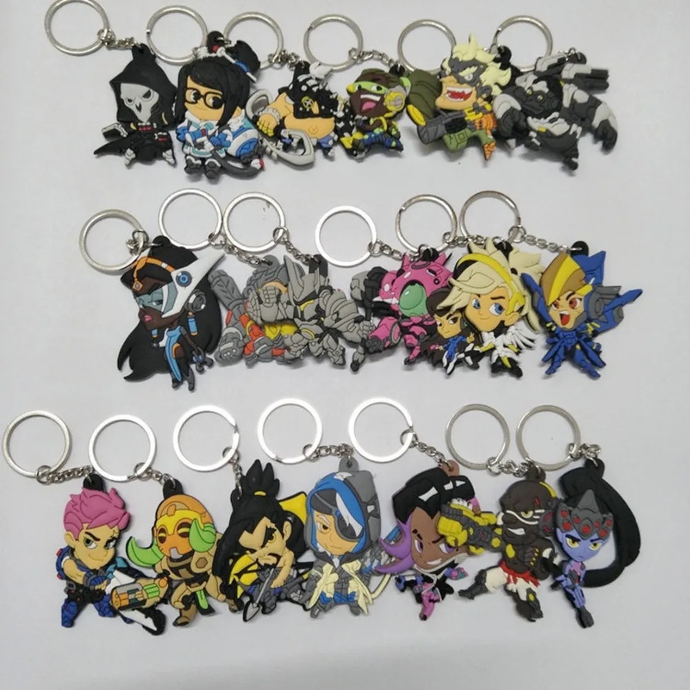 OW juego Reaper PVC llavero Mei DVA Hanzo Tracer moda novedad divertido colgante llavero accesorios de joyería Llaveros Chaveiro regalo