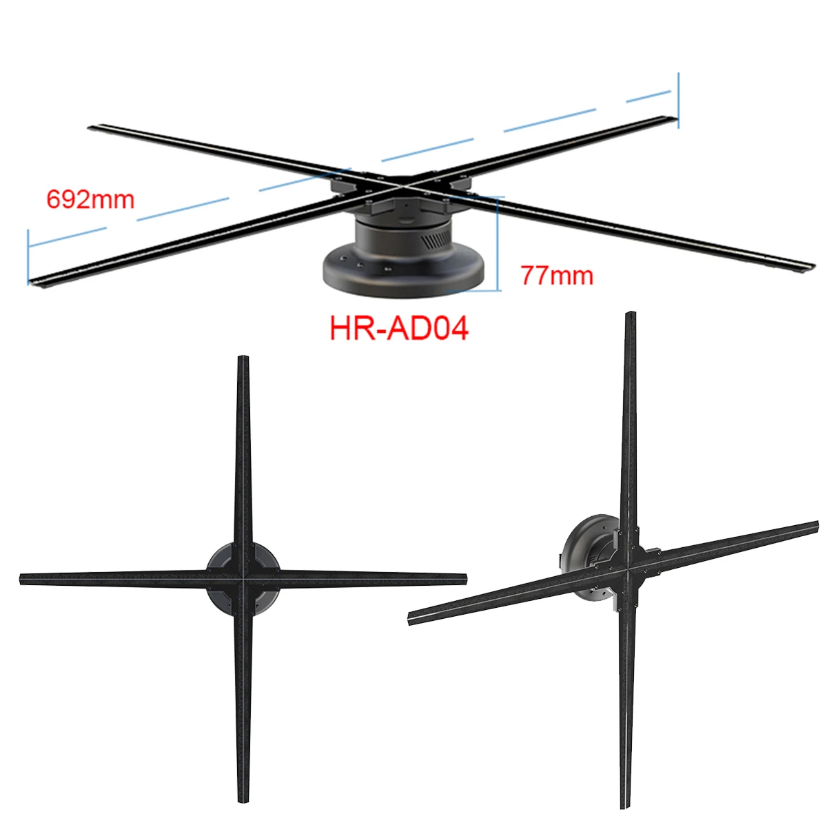 Upgraded 70cm Wifi 3D Holographic Projector Fan Hologram Player LED Video Display Fan Advertising Light APP Control Four Axil Upgraded 70cm Wifi 3D Holographic Projector Fan Hologram Player LED Video Display Fan Advertising Light APP Control Four Axil