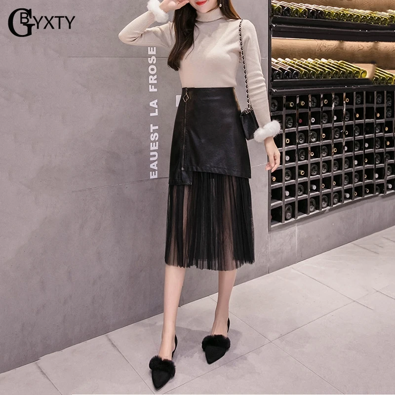 Женская юбка с высокой талией GBYXTY jupe cuir femme из искусственной лакированной кожи