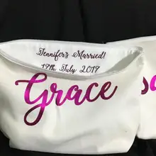 Пользовательские имена Макияж toiletry Комплекты невесты свадебный подарок составляют сумки уникальный подарок для невесты Вечерние сувениры