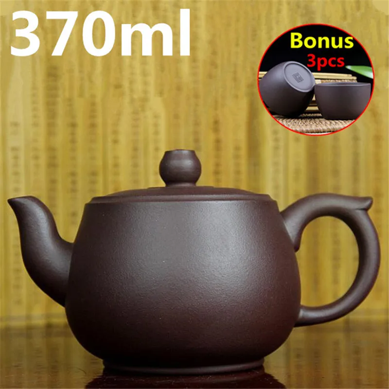 

Porcelain Tea Pot Ceramic Teapot Set Coffee Cups 370ml Bonus 3 Cups Handmade Yixing Zisha Pot Chinese Purple Clay Teapots