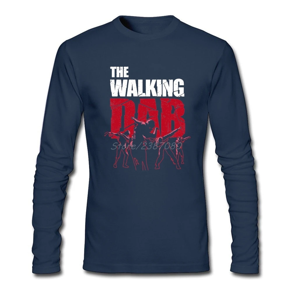 Dabbing Walking Dab Zombie футболка Хлопковая мужская футболка с круглым вырезом и длинным рукавом The Walking Dead Новинка г. Kpop футболки для мальчиков - Цвет: Navy