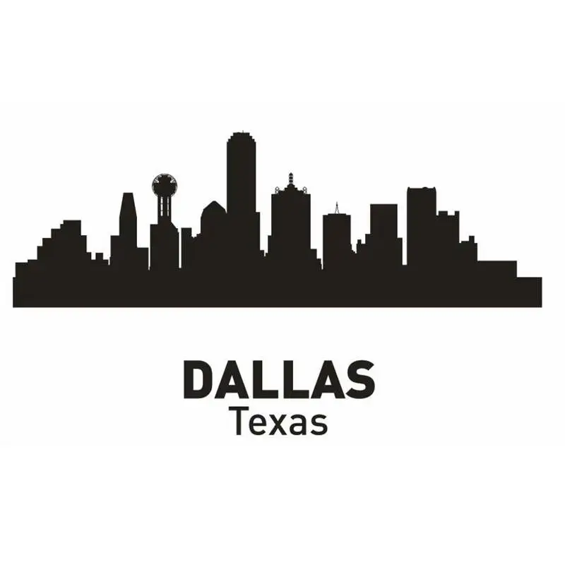 font b DALLAS b font City Decal Landmark Skyline Wall Stickers Sketch Decals Poster Parede