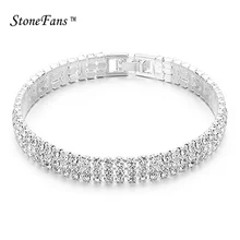 StoneFans шармы Простой Ряд Кристалл браслет для женщин Подарки для валентинки Новая мода Круглый Серебряный браслет для тенниса кубический цирконий