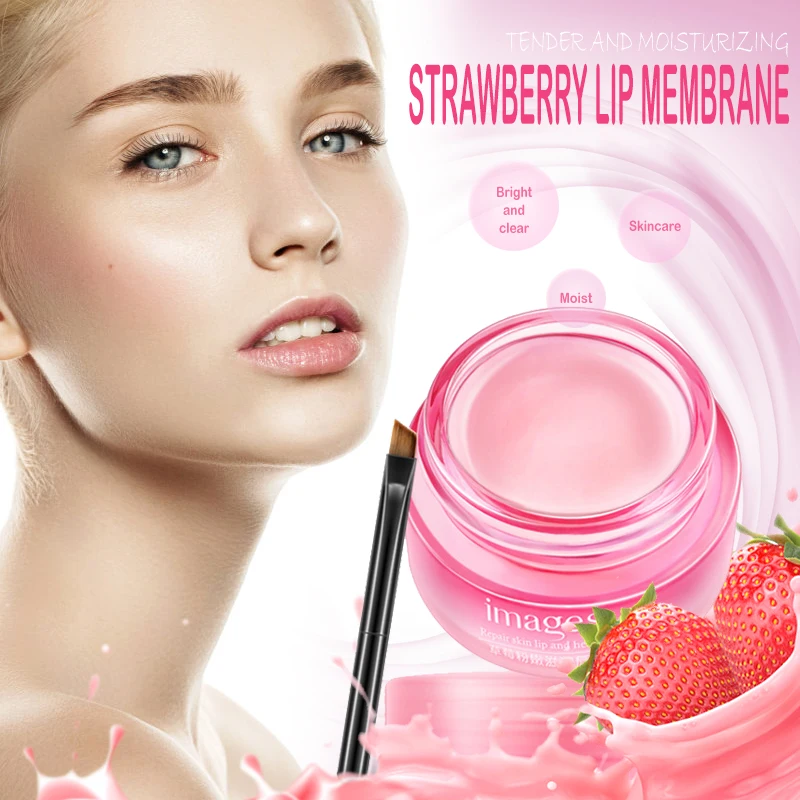 

New Hot Sale Strawberry Pink Moisturizing Lip Mask Fade Lip Line Lip Color Hydrating Moisturizing Powder Lip Cosmetics TSLM1