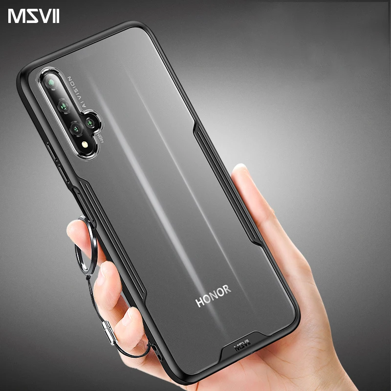 

Msvii Cover For Huawei Honor 20 Case Silicone For Honor V20 Case Transparent Honor 20 pro Capa Luxury Free Finger Ring Holder