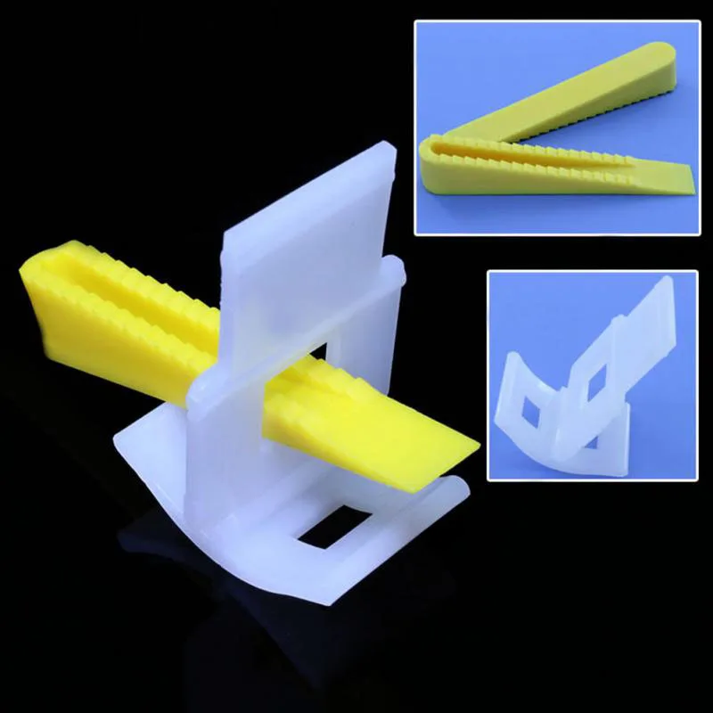 CMHI 100/сумка система выравнивания плитки 50 клипс+ 50 клинок выравниватель плитки прокладки белый+ желтый пластиковый уровень поверхности клинья зажимы инструменты