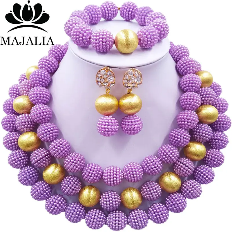 Nigerian Wedding African Beads Jewelry Set Simulated Pearl Necklace New Picture (14)
