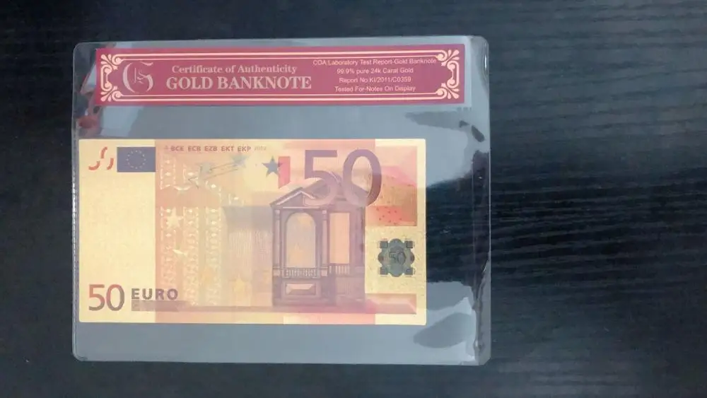 Поддельные золотые Банкноты евро 50 евро чистая Золотая фольга бумага деньги золото банкноты с КоА рамкой для сбора банкнот