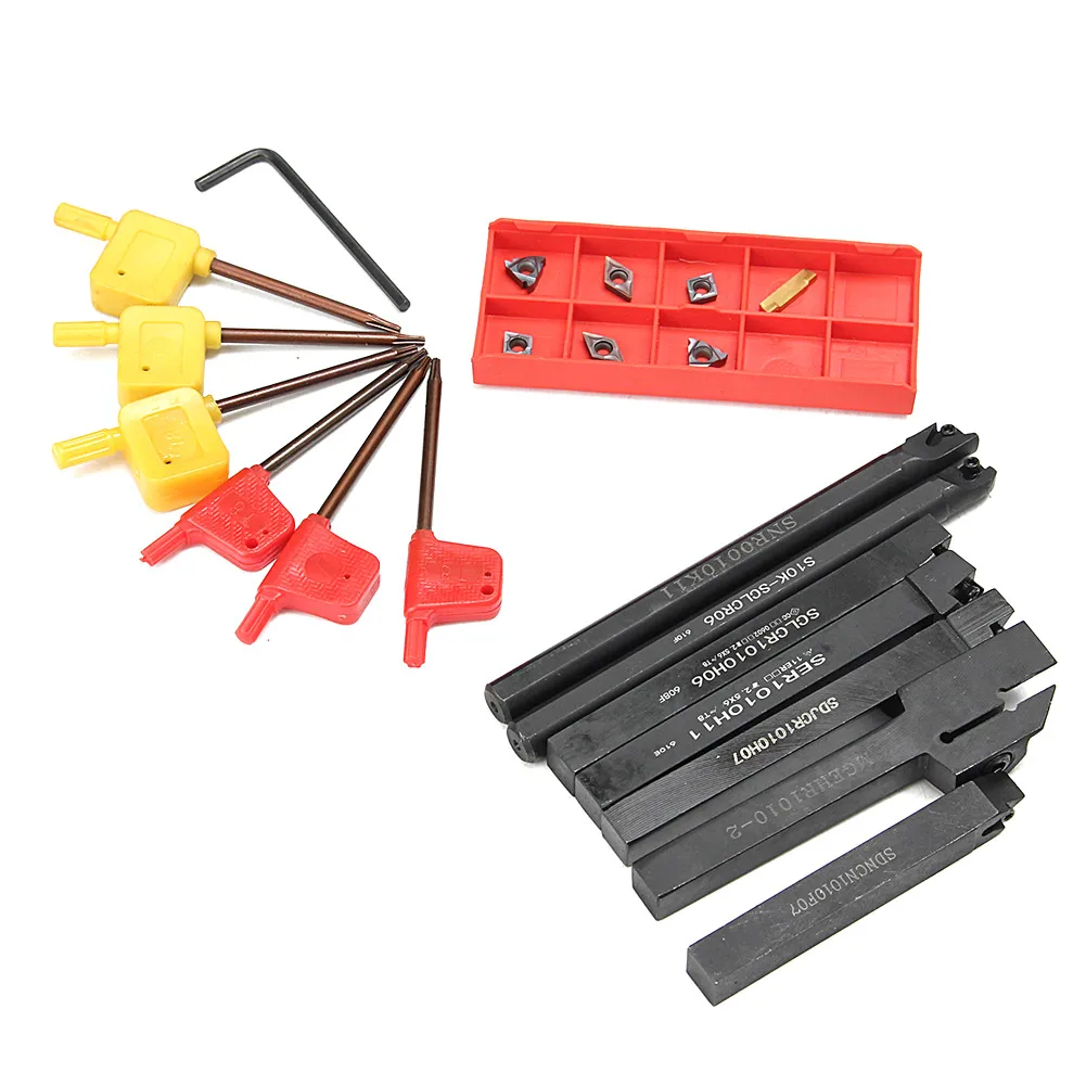 

1 Set 10mm Shank Lathe Turning Tool Holder Durable with Carbide Inserts Wrenches --M25