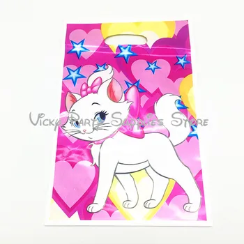 

10pcs/lot Marie Cat Plastic Gift Bag Cartoon Pink Cat The Aristocats Party Birthday Baby Shower Gift Bag Decoration Supplies