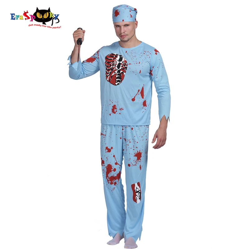 

Eraspooky Horror Bloody Doctor Cosplay Men Halloween costume for Adult Walking Zombie Physician Carnival Party Fancy Dress
