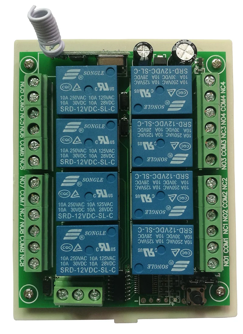 DC 12V 24V 8 CH каналов 8CH RF беспроводной пульт дистанционного управления Система дистанционного управления приемник передатчик 8CH реле 315/433 MHz