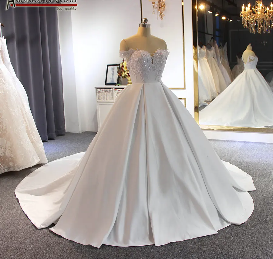 

robe de mariee 2019 simple satin wedding dress