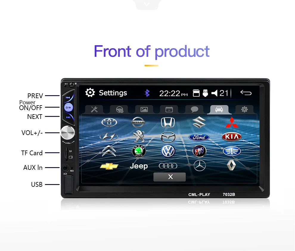 Newest 2 din Autoradio Bluetooth Mirrorlink Car Stereo 7" HD MP5 Auto Multimedia Player Aux FM Input Receiver With Rear Camera