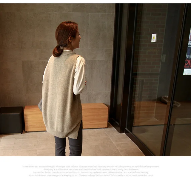 17 the latest vest women front is short the back is long style sleeveless mid-long V-neck loose jacket sweater female pullover 1