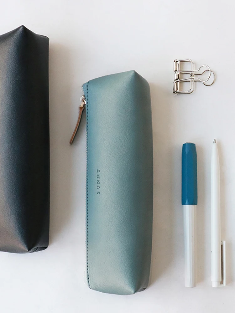 

Pure Color PU Pencil Bag Big Size Zipper Bag Creative Stationery
